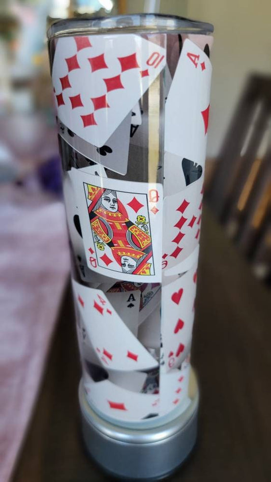 Poker Playing Cards 20 oz stainless steel tumbler!