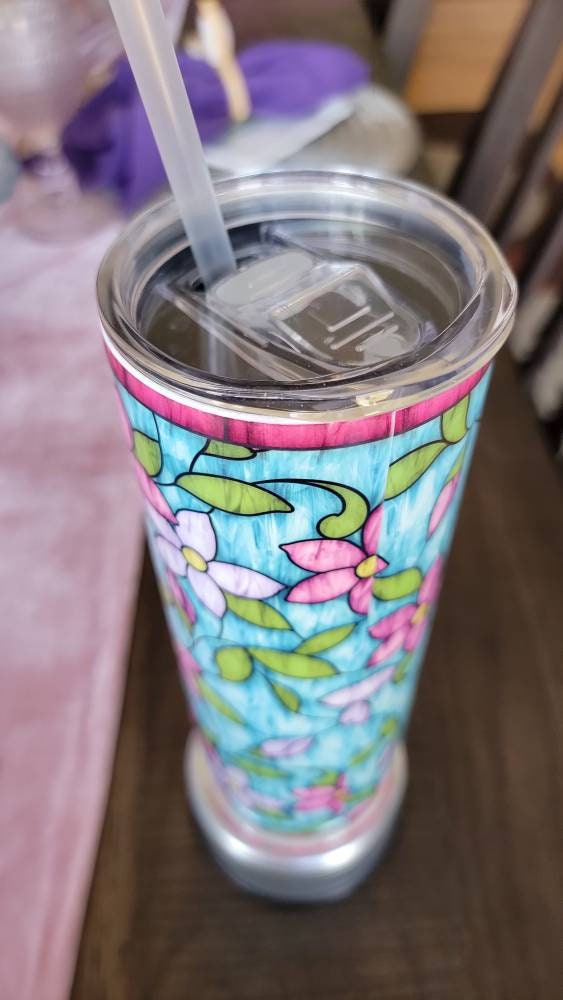 Stained Glass look Unicorn Flipping the Bird tumbler!