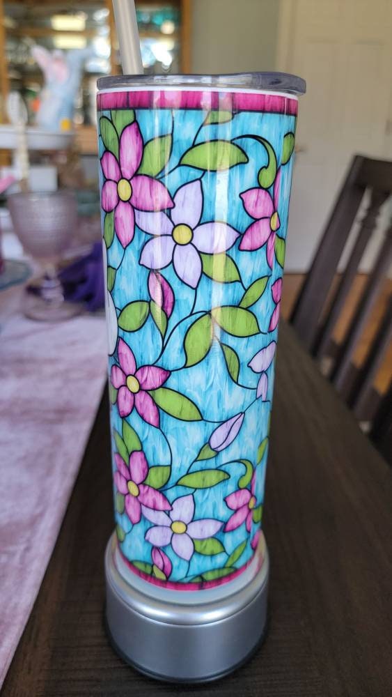 Stained Glass look Unicorn Flipping the Bird tumbler!