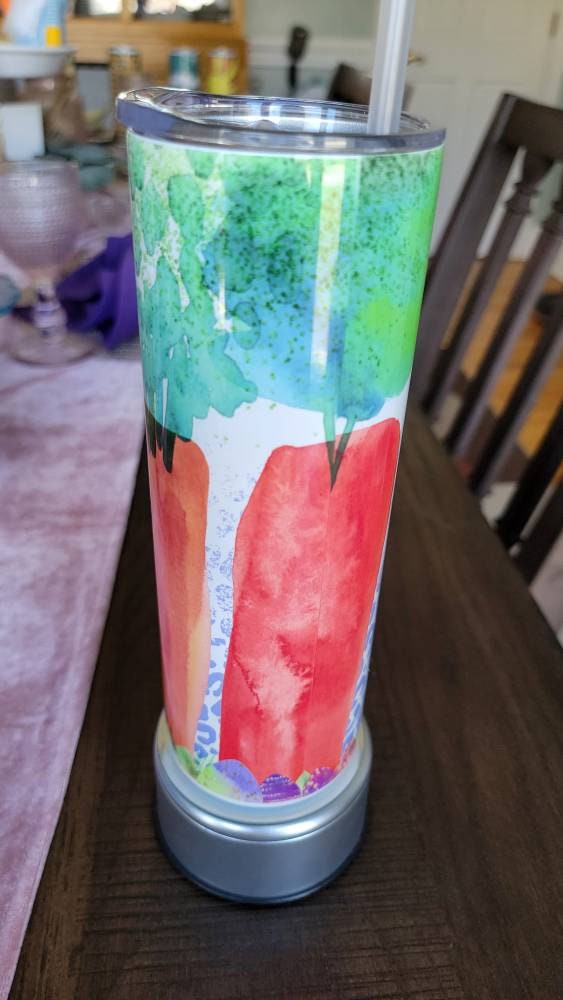 Watercolor Bunny with Carrots, Spring, Easter, tumbler cup!