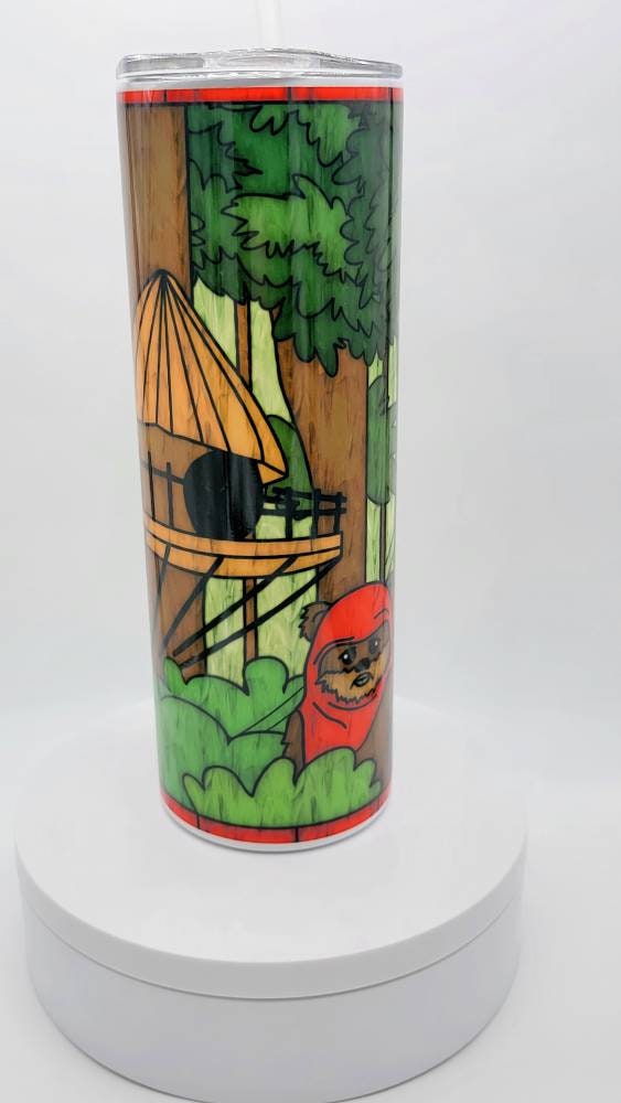 Endor Stained Glass look 20oz skinny tumbler Star Wars Inspired