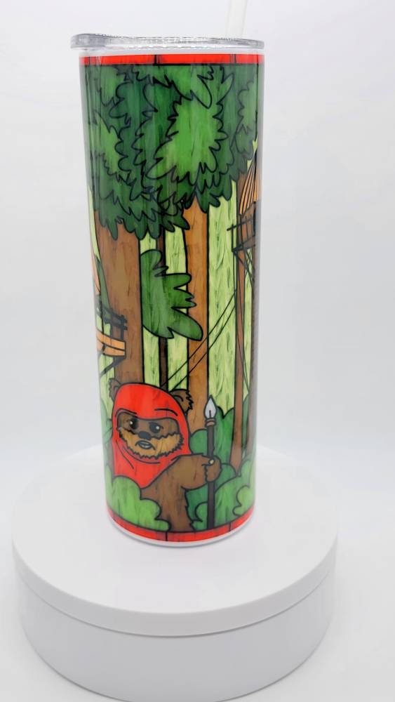 Endor Stained Glass look 20oz skinny tumbler Star Wars Inspired