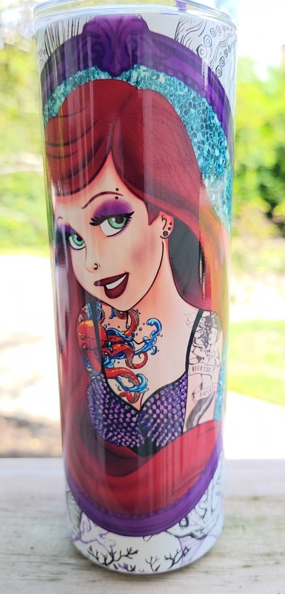 Tattooed Mermaid Stainless Steel 20 oz Tumbler, custom created, fast weekly shipping!