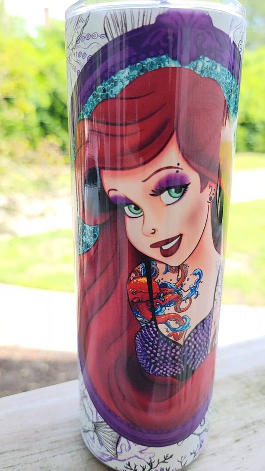 Tattooed Mermaid Stainless Steel 20 oz Tumbler, custom created, fast weekly shipping!