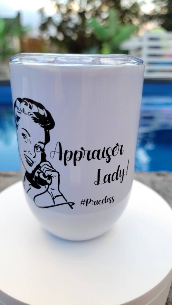 Appraiser Lady Wine/Spirits tumbler cup, custom, weekly shipping!