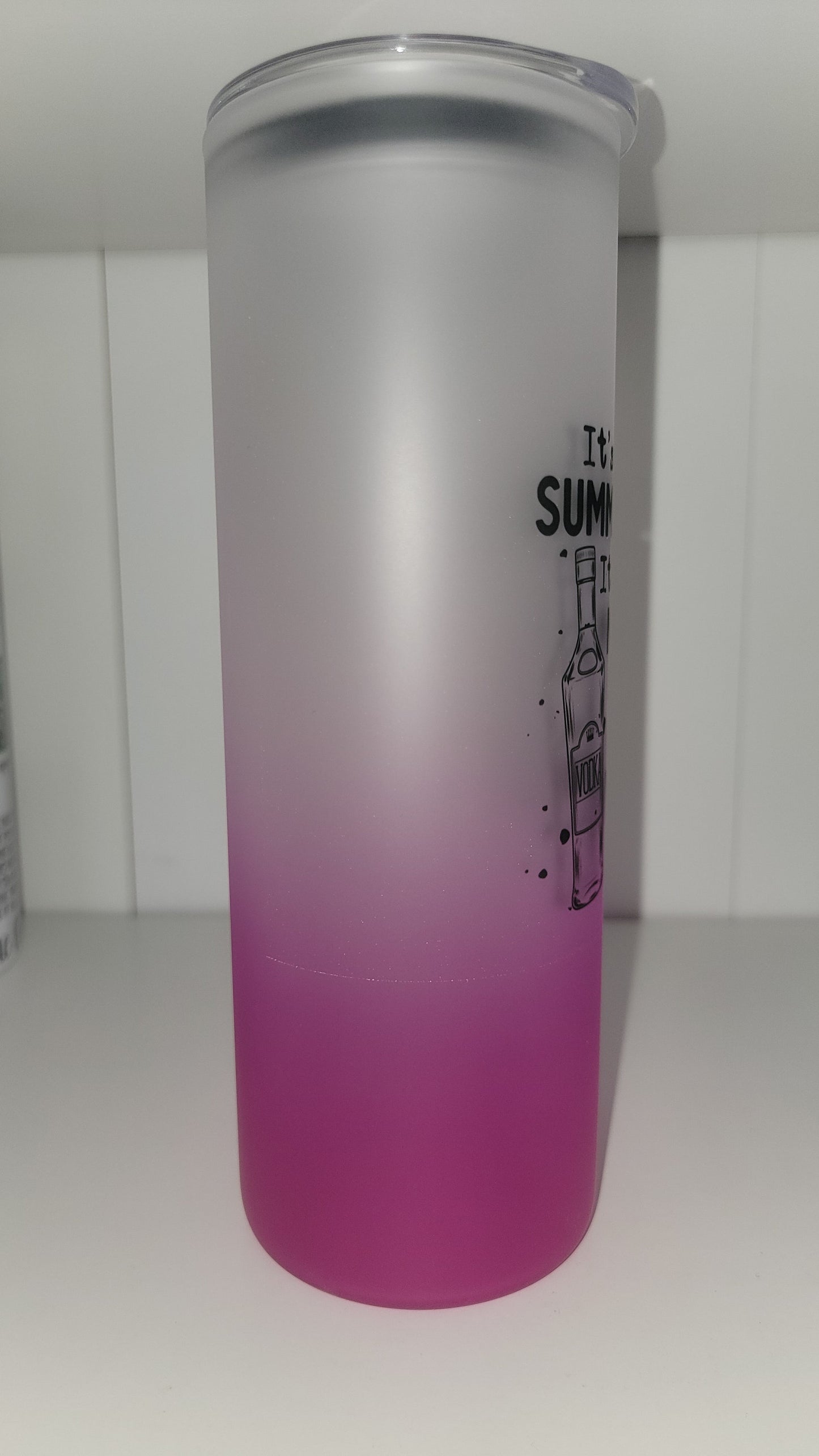 Pink Ombre Vodka Frosted 25 oz glass tumbler!