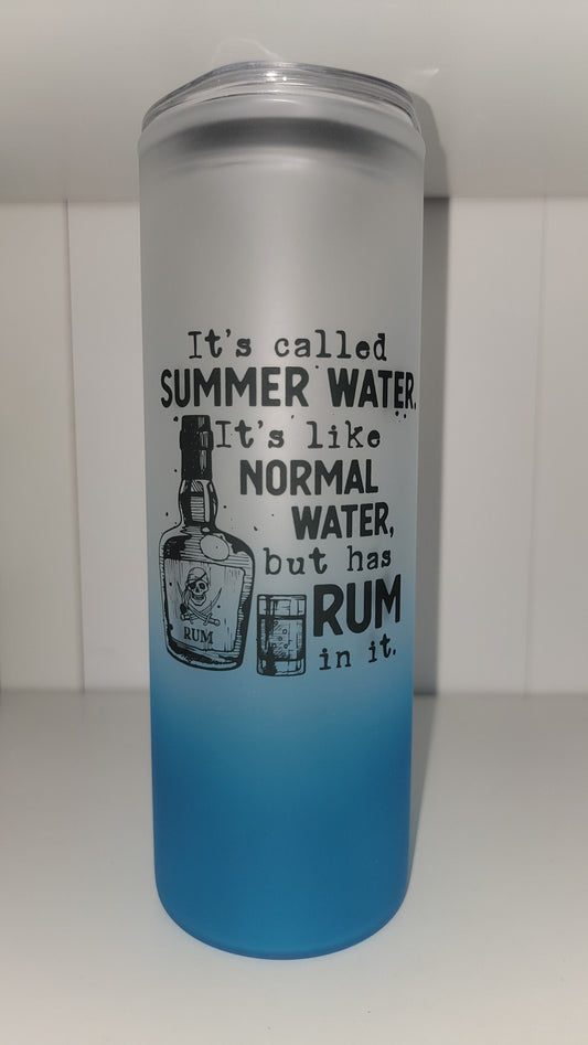 Blue Ombre Rum Frosted 25 oz glass tumbler!