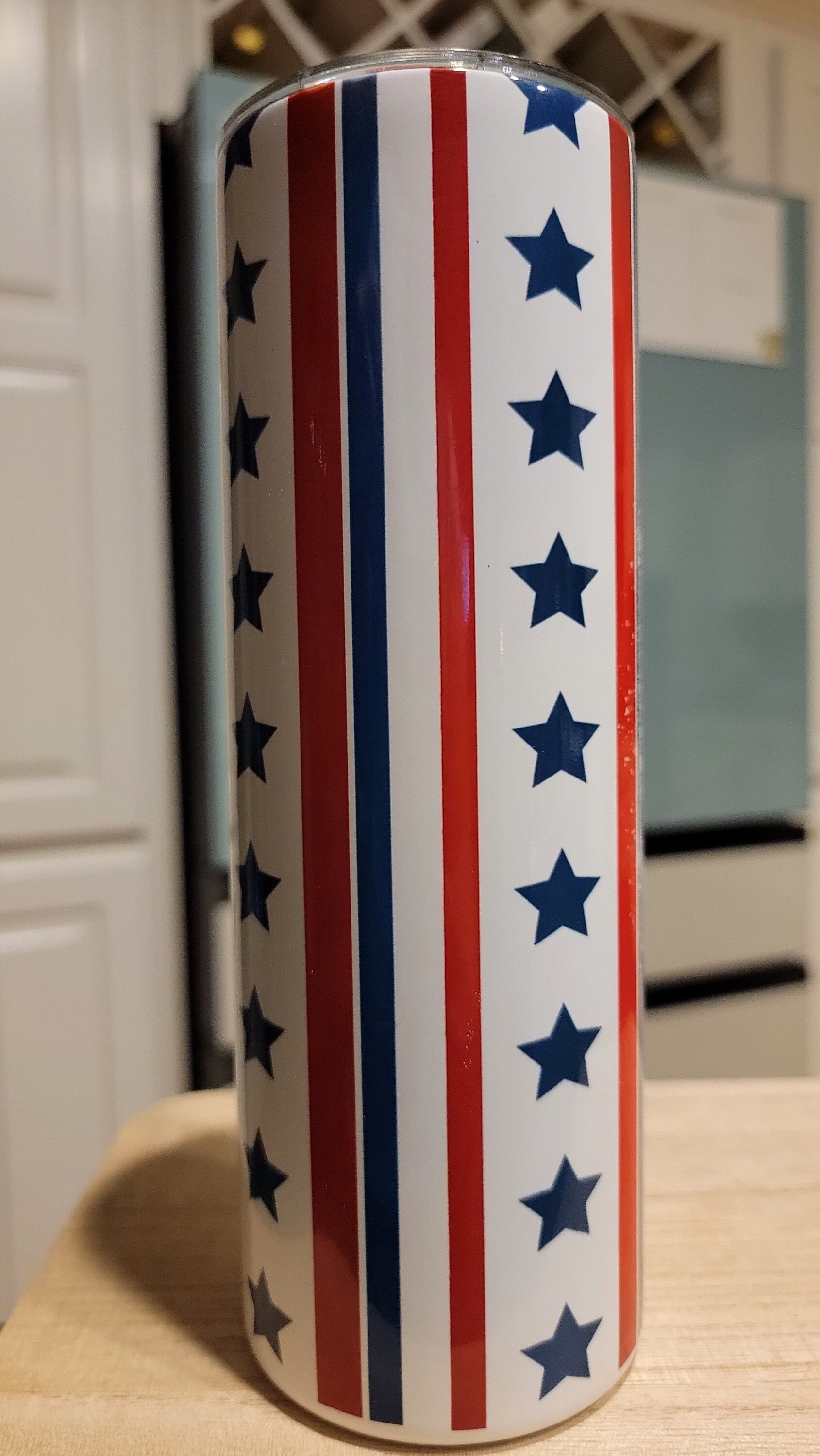 Striped Stars Your Town, personalized Small Town 20 oz Tumbler. Have your town name printed on your tumbler! ANY Town, City, or zip!