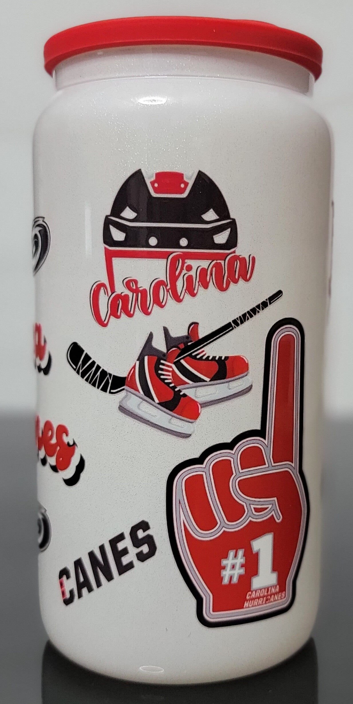 Go Canes sparkle glass can (white)!