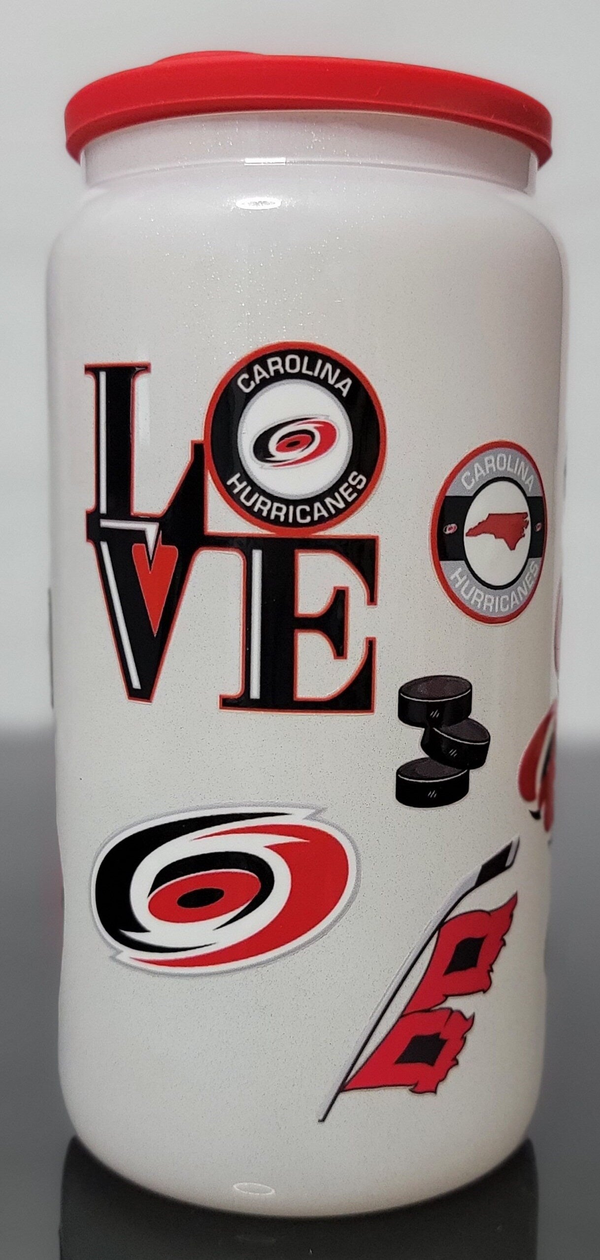 Go Canes sparkle glass can (white)!