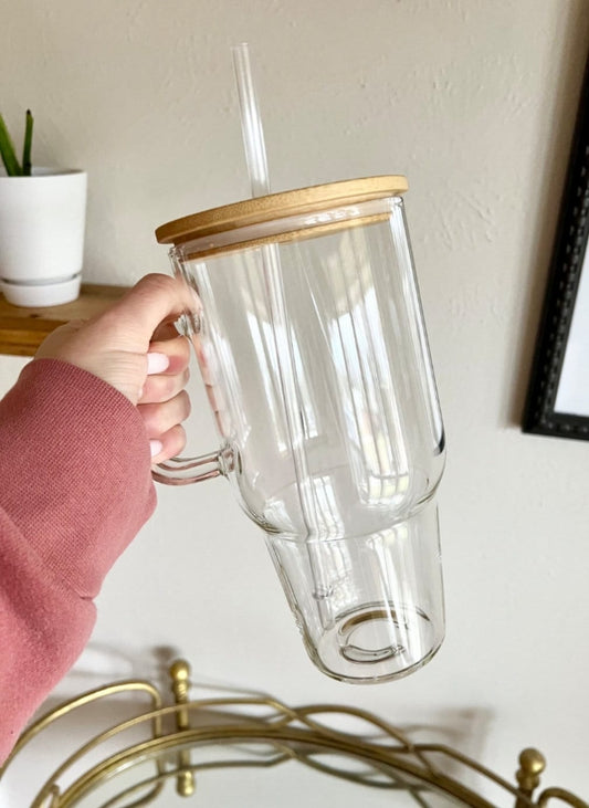 Clear 32oz glass tumbler!