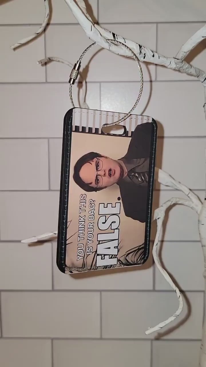 LEATHER Dwight luggage, identifier tag (Dwight)!