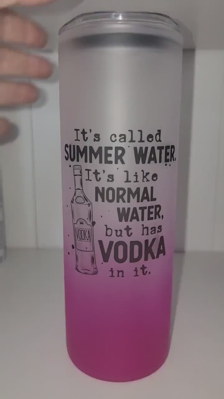 Pink Ombre Vodka Frosted 25 oz glass tumbler!