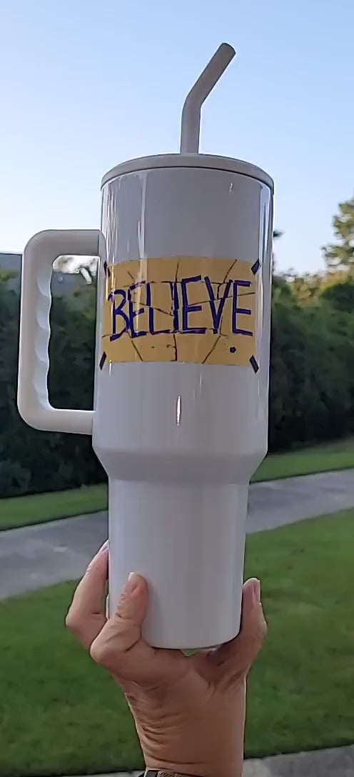 40 oz Simple Style, Whistle & Believe Tumbler