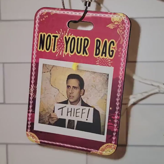 LEATHER Office luggage, identifier tag (MICHAEL Thief)!