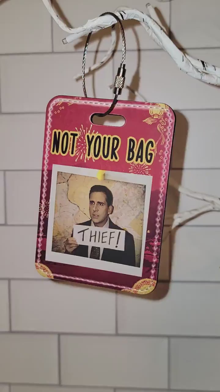 LEATHER Office luggage, identifier tag (MICHAEL Thief)!