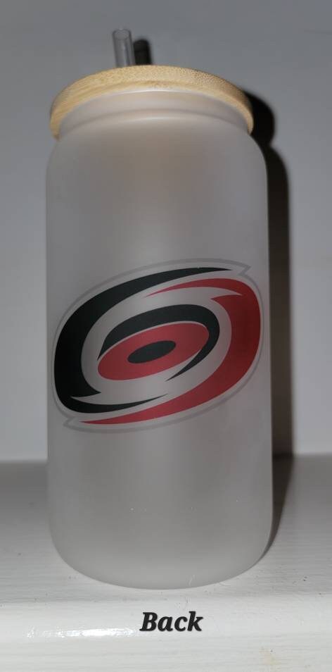 Carolina Hurricanes frosted glass can (white)!