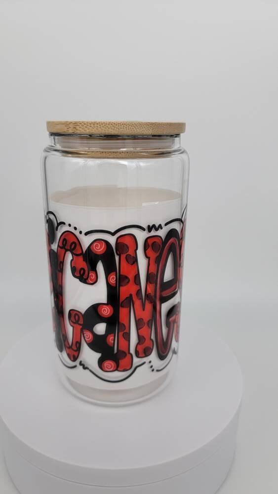 Carolina Hurricanes bubble lettering clear glass can!