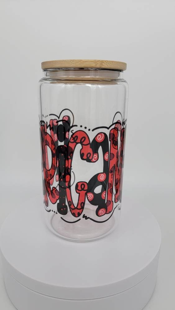 Carolina Hurricanes bubble lettering clear glass can!