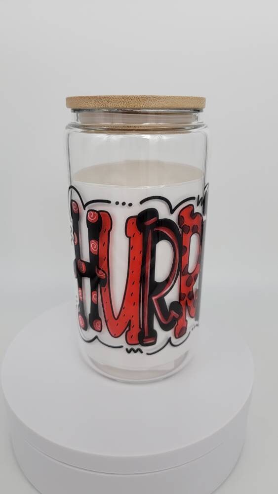 Carolina Hurricanes bubble lettering clear glass can!