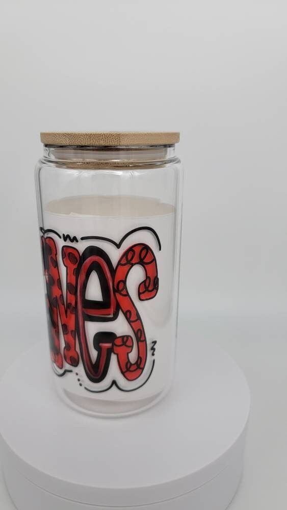 Carolina Hurricanes bubble lettering clear glass can!