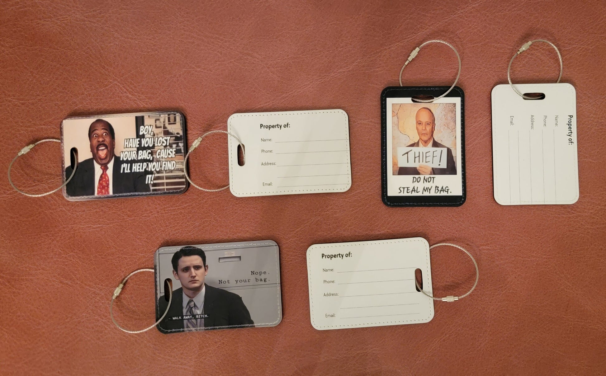 LEATHER Office luggage, identifier tag (Gabe)!