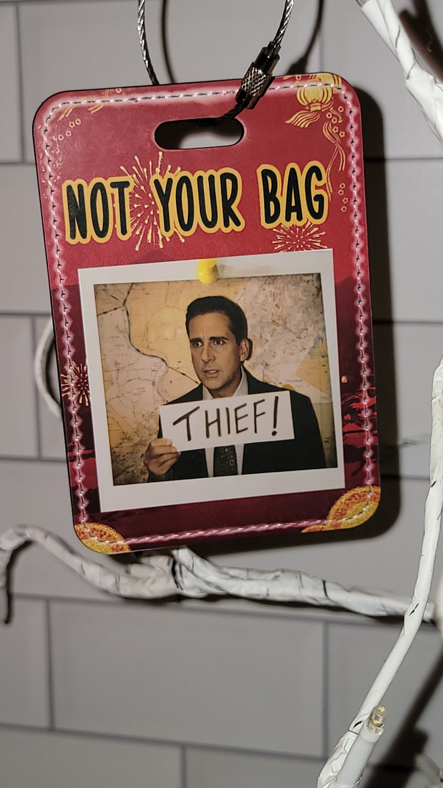 LEATHER Office luggage, identifier tag (MICHAEL Thief)!