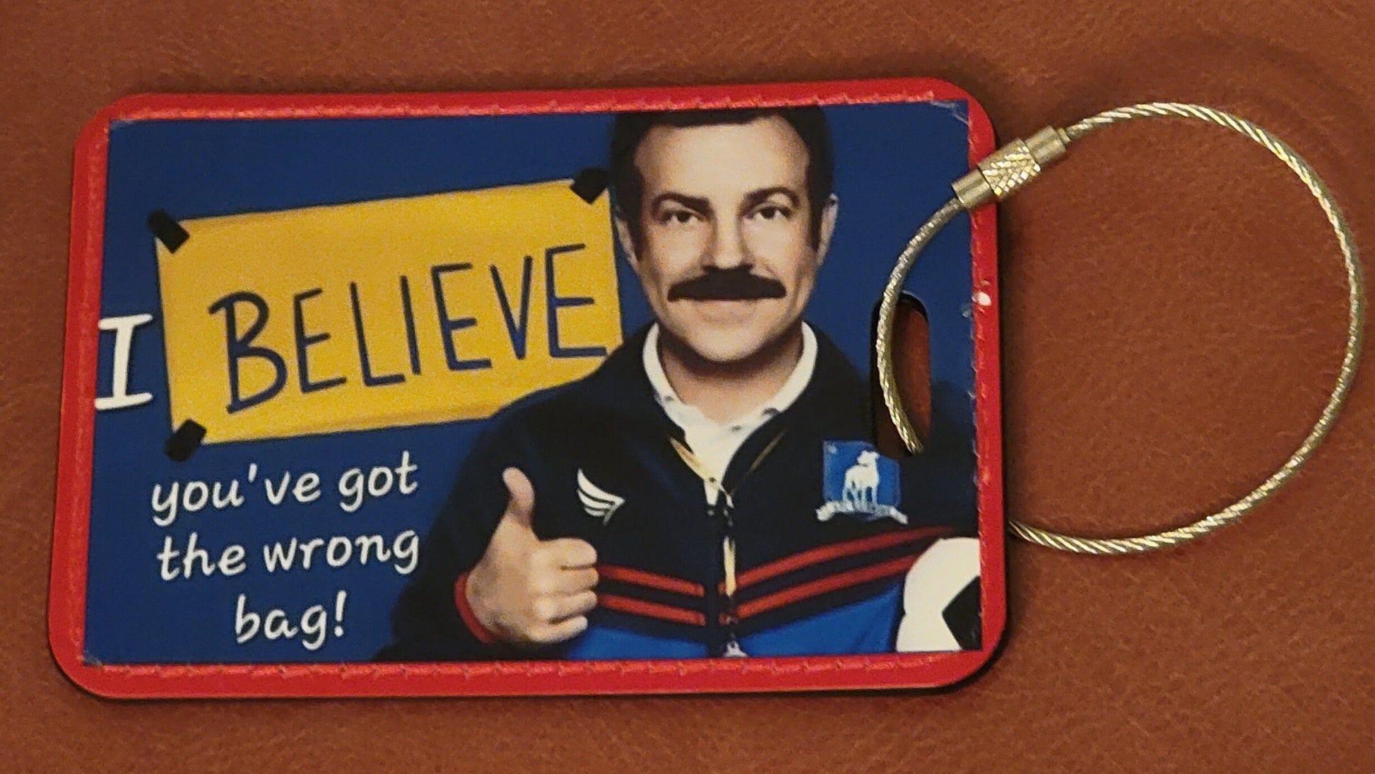 LEATHER TL BELIEVE sign with Ted luggage, identifier tag (Believe)!